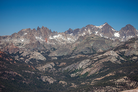 The Minarets, Mt. Ritter, Banner Peak; View from Mammoth Mountain
