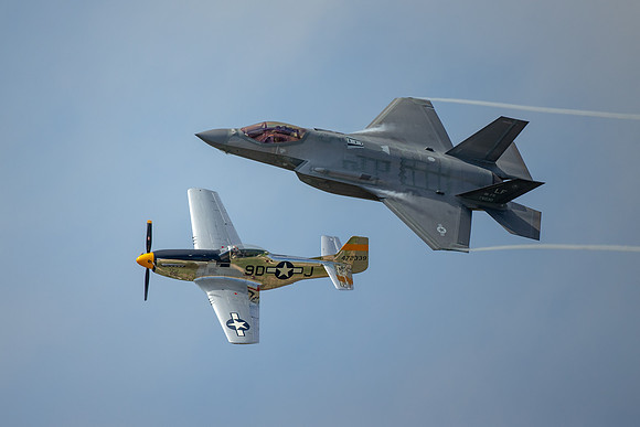 F-35 Lightning, P-51 Mustang Heritage Flight