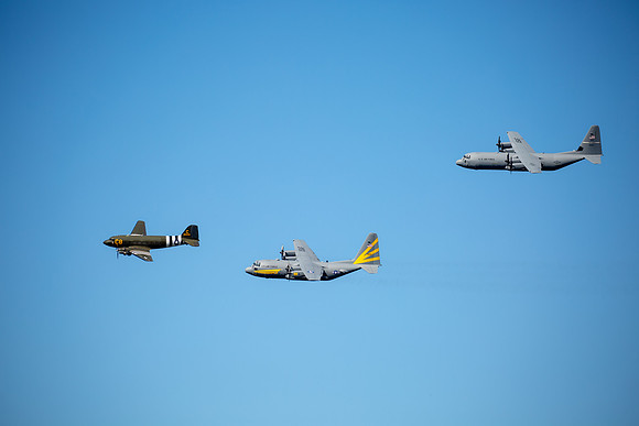 C-47 Skytrain, C-130H, and C-130J Hercules Heritage Flight
